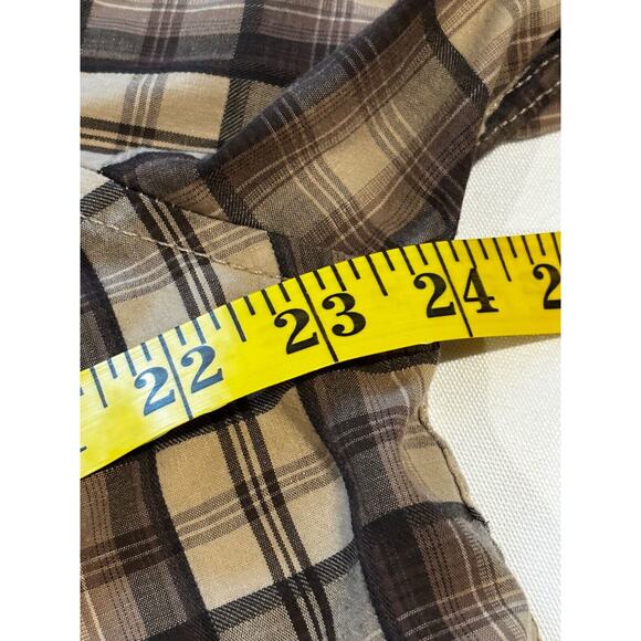 Coastal Shirt Mens XL  Browns Plaid Button Down Short Sleeve cowboy career party - Picture 4 of 5